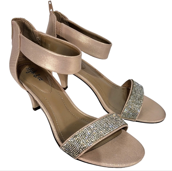 Style & Co Phyllis Two-piece Evening Sandals Blush Silver 7 - Picture 6 of 8